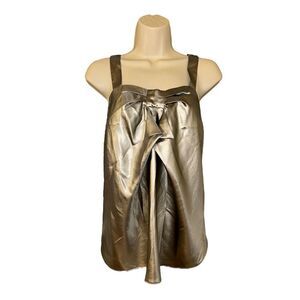 Trina Turk Womens Satin Tank Top Silver Size Small
